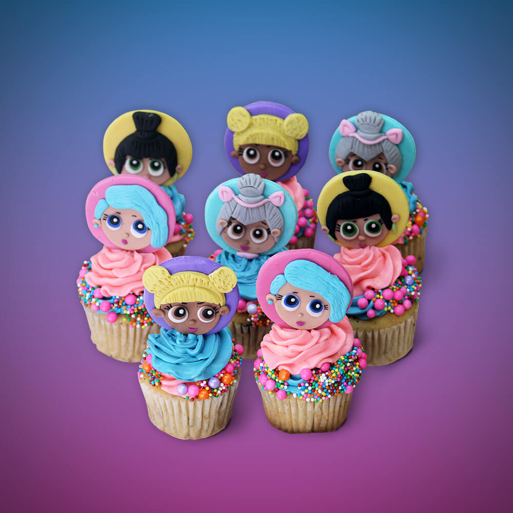 Las muñecas LOL nos sirvieron de inspiración para crear estos bellos y deliciosos cupcakes decorados.